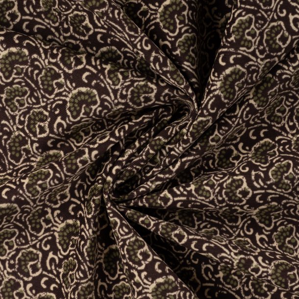 Babyfl�jl med grafisk blomsterprint � m�rkebrun/oliven