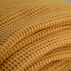 Grov bomulds strik - Okkergul