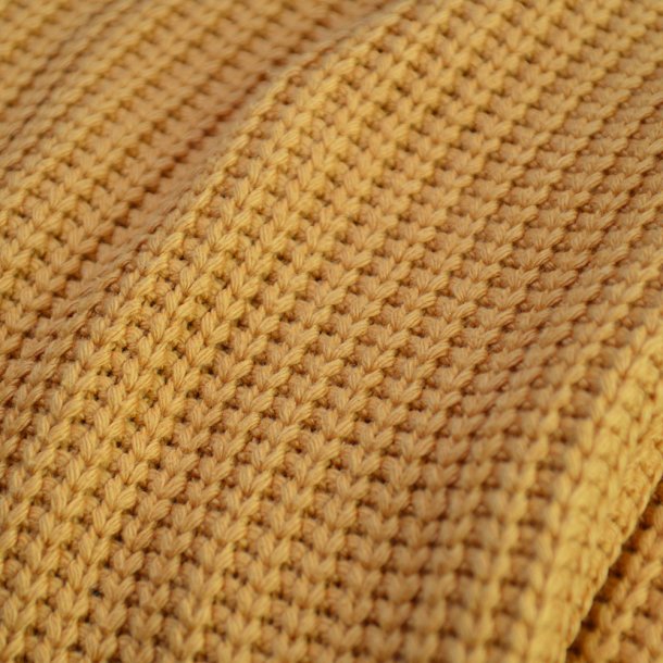 Grov bomulds strik - Okkergul