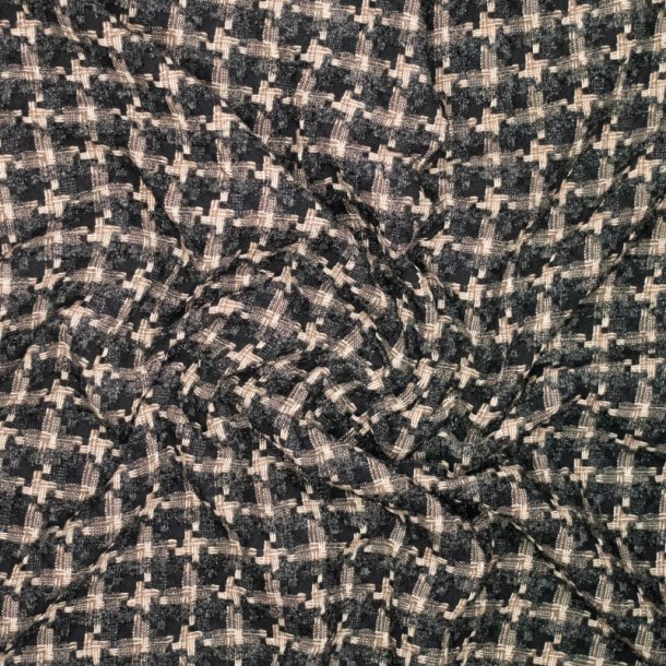 Jacquard med uld � sort/beige