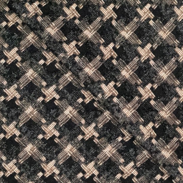 Jacquard med uld � sort/beige