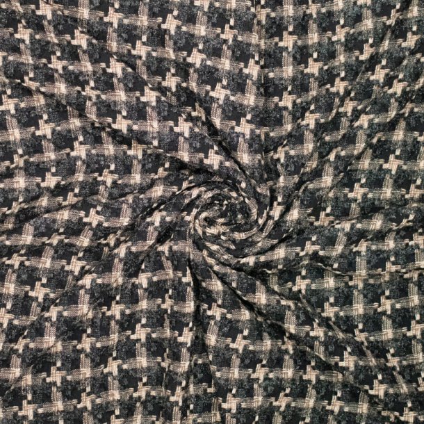 Jacquard med uld � sort/beige