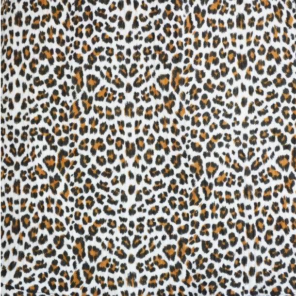 Bomuld med leopardprint- Hvid