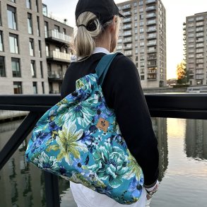 Laura skuldertaske DIY - Petrol blomster