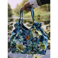 Laura skuldertaske DIY - Petrol blomster