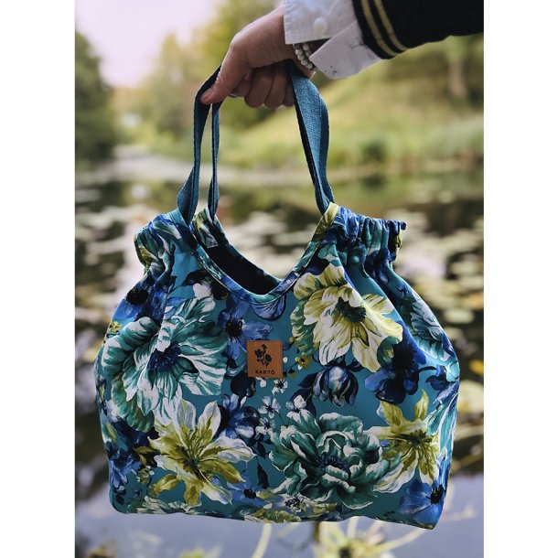 Laura skuldertaske DIY - Petrol blomster