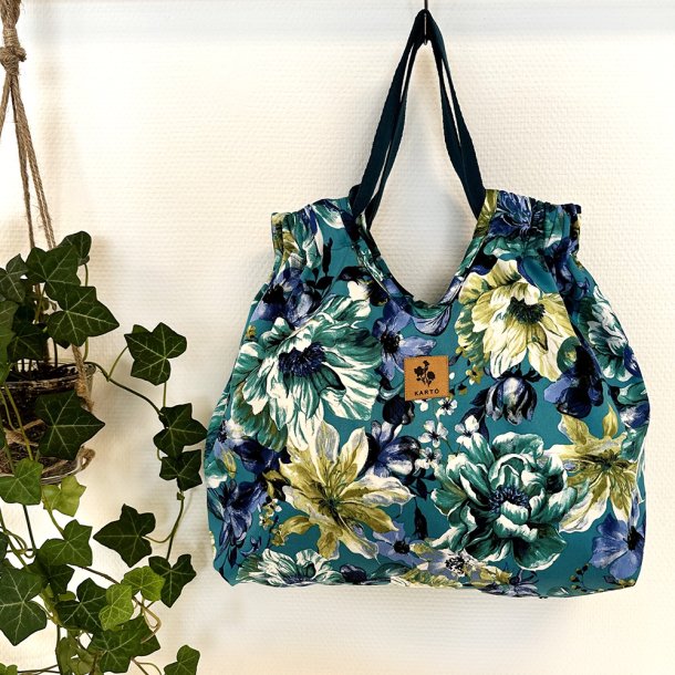 Laura skuldertaske DIY - Petrol blomster