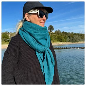 Muslin med guld - Petrol