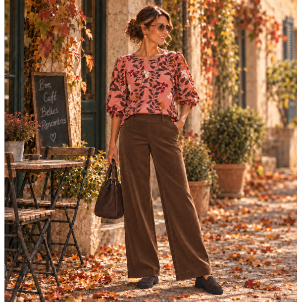 Viscose fra Light &amp; Lush � blomster p� koralfarvet bund